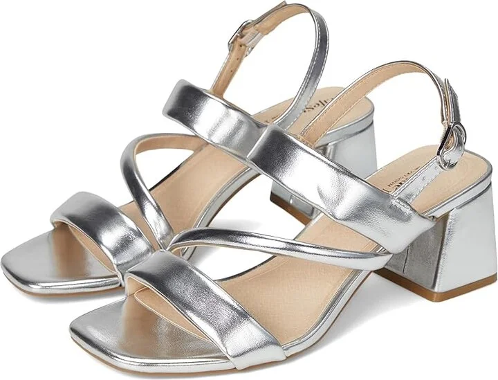LifeStride Celia Slingbacks High Women's Heels Silver Metallic : 8 M (B), Leather