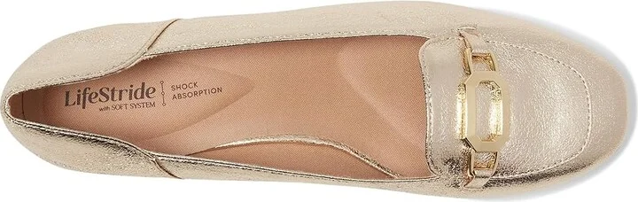 LifeStride Celine Skimmers Women's Flat Shoes Platino Gold Faux Leather : 11 M (B) - Image 2