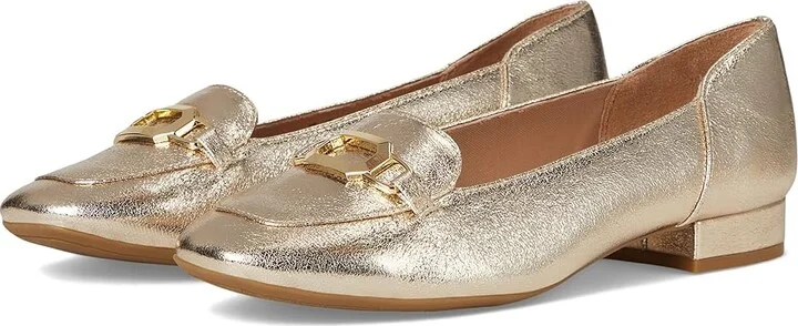 LifeStride Celine Skimmers Women's Flat Shoes Platino Gold Faux Leather : 11 M (B)