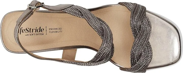 LifeStride Charnelle Women's Sandals Pewter Metallic : 6.5 W (C), Leather/Rubber - Image 2