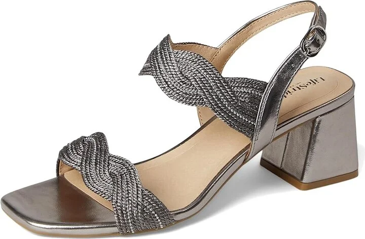 LifeStride Charnelle Women's Sandals Pewter Metallic : 6.5 W (C), Leather/Rubber - Image 5