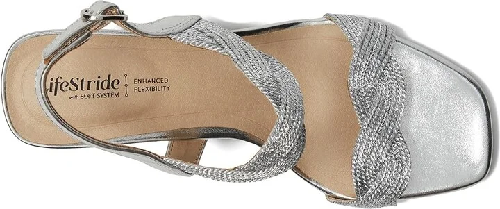 LifeStride Charnelle Women's Sandals Silver Metallic : 7 W (C), Leather/Rubber - Image 2
