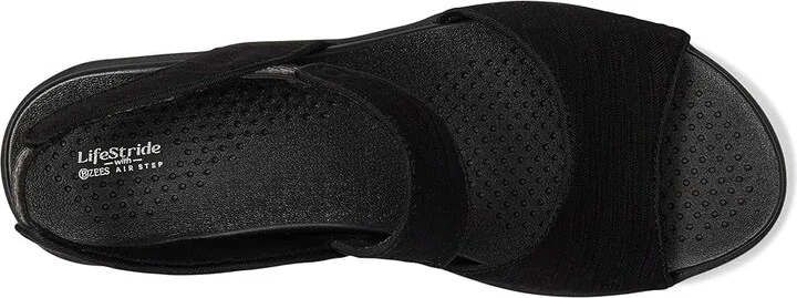 LifeStride Cheerful Strappies Women's Sandals Black Waxy Fabric : 11 M (B), Synthetic - Image 2