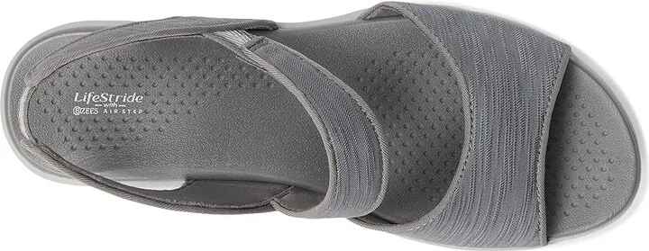 LifeStride Cheerful Strappies Women's Sandals Graphite Waxy Fabric : 9 W (C), Synthetic - Image 2