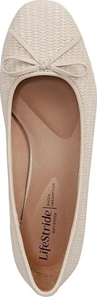 LifeStride Cheers Woven Skimmers Women's Flat Shoes Beige : 11 W (C), Leather - Image 2