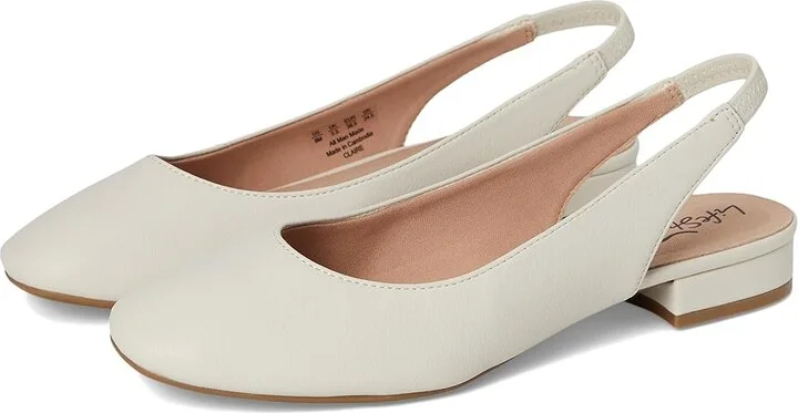 LifeStride Claire Slingback Ballet Flats Women's Flat Shoes Bone : 10 M (B), Polyester/Textile