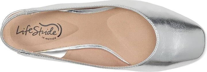 LifeStride Claire Slingback Ballet Flats Women's Flat Shoes Silver : 10 M (B), Polyester/Textile - Image 2