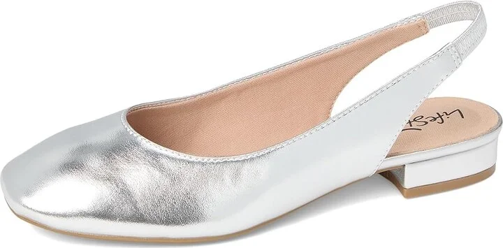 LifeStride Claire Slingback Ballet Flats Women's Flat Shoes Silver : 10 M (B), Polyester/Textile - Image 5