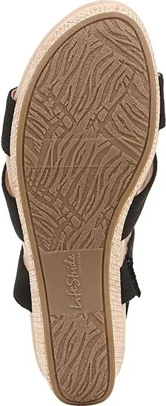 LifeStride Danita Strappy Wedge Sandals Women's Sandals Black : 7 M (B), Textile - Image 3