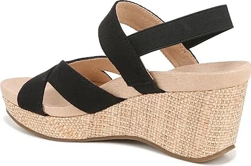 LifeStride Danita Strappy Wedge Sandals Women's Sandals Black : 7 M (B), Textile - Image 4