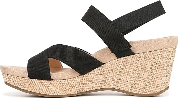 LifeStride Danita Strappy Wedge Sandals Women's Sandals Black : 7 M (B), Textile - Image 5