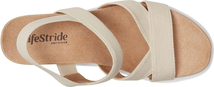 LifeStride Danita Strappy Wedge Sandals Women's Sandals Bone : 7 M (B), Textile - Image 2