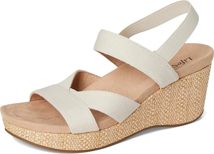 LifeStride Danita Strappy Wedge Sandals Women's Sandals Bone : 7 M (B), Textile - Image 5