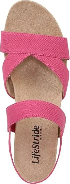 LifeStride Danita Strappy Wedge Sandals Women's Sandals French Pink : 8 W (C), Textile - Image 2
