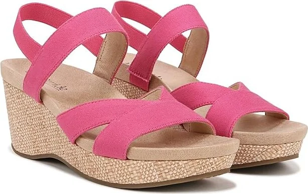 LifeStride Danita Strappy Wedge Sandals Women's Sandals French Pink : 8 W (C), Textile