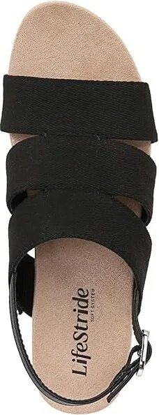 LifeStride Darby Slingback Wedge Sandals Women's Sandals Black : 9.5 M (B), Textile - Image 2