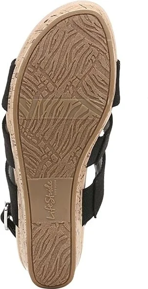 LifeStride Darby Slingback Wedge Sandals Women's Sandals Black : 9.5 M (B), Textile - Image 3