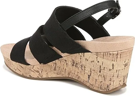 LifeStride Darby Slingback Wedge Sandals Women's Sandals Black : 9.5 M (B), Textile - Image 4