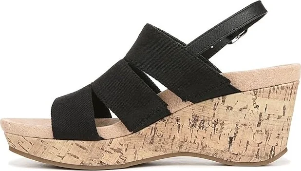 LifeStride Darby Slingback Wedge Sandals Women's Sandals Black : 9.5 M (B), Textile - Image 5