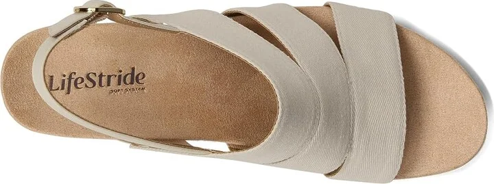 LifeStride Darby Slingback Wedge Sandals Women's Sandals Bone : 9.5 M (B), Textile - Image 2