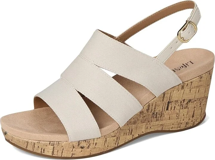 LifeStride Darby Slingback Wedge Sandals Women's Sandals Bone : 9.5 M (B), Textile - Image 5