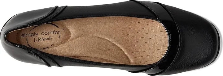 LifeStride Daydream Skimmers Women's Flat Shoes Black Faux Leather : 11 W (C) - Image 2