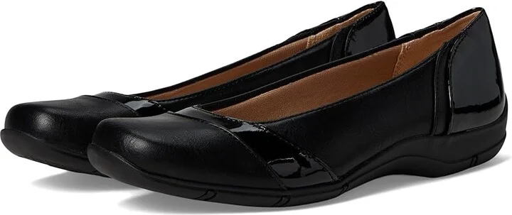 LifeStride Daydream Skimmers Women's Flat Shoes Black Faux Leather : 11 W (C)