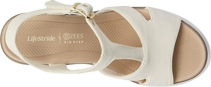 LifeStride Everly Strappies Women's Sandals White Stretch Denim Fabric : 9 M (B), Textile - Image 2