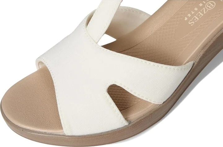 LifeStride Everly Strappies Women's Sandals White Stretch Denim Fabric : 9 M (B), Textile - Image 7
