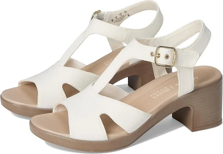 LifeStride Everly Strappies Women's Sandals White Stretch Denim Fabric : 9 M (B), Textile