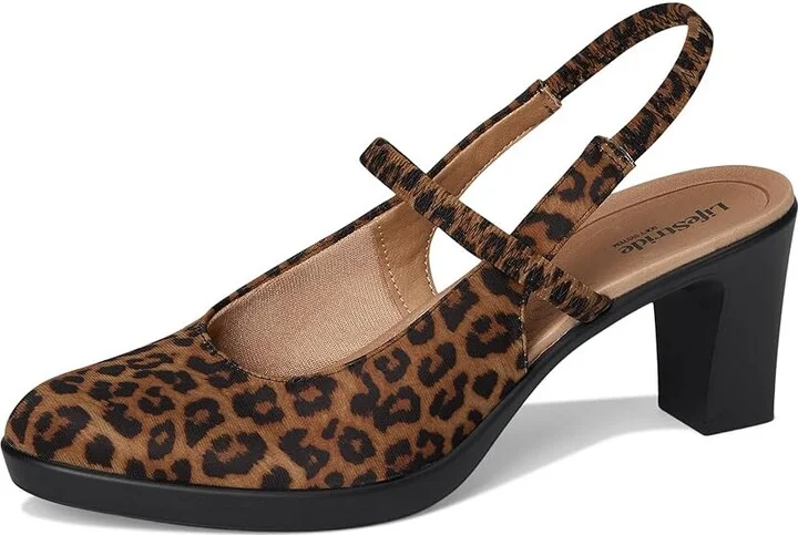 LifeStride Evoke Slingback Shoes Women's Shoes Brown Leopard : 6.5 M (B), Textile - Image 5