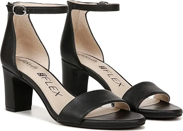 LifeStride Florence Ankle Straps Women's Sandals Black : 9.5 M (B), Leather