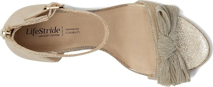 LifeStride Florence Bow Women's Sandals Platino Gold : 8 W (C), Leather - Image 2