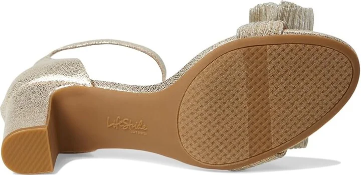 LifeStride Florence Bow Women's Sandals Platino Gold : 8 W (C), Leather - Image 3