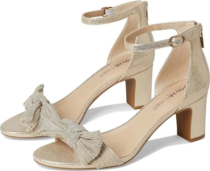 LifeStride Florence Bow Women's Sandals Platino Gold : 8 W (C), Leather