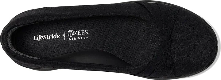 LifeStride Gem 2 Skimmers Women's Flat Shoes Black Foral Dot Fabric : 7.5 M (B), Textile - Image 2