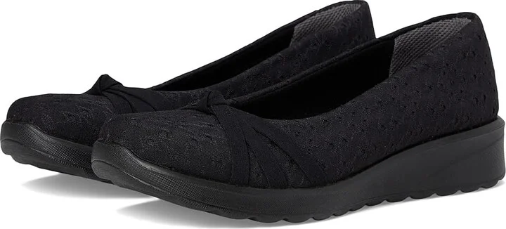 LifeStride Gem 2 Skimmers Women's Flat Shoes Black Foral Dot Fabric : 7.5 M (B), Textile