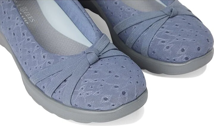 LifeStride Gem 2 Skimmers Women's Flat Shoes Blue Floral Dot Fabric : 9 M (B), Textile - Image 7
