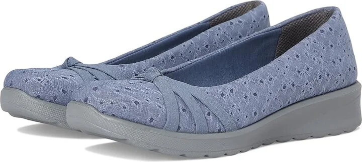 LifeStride Gem 2 Skimmers Women's Flat Shoes Blue Floral Dot Fabric : 9 M (B), Textile