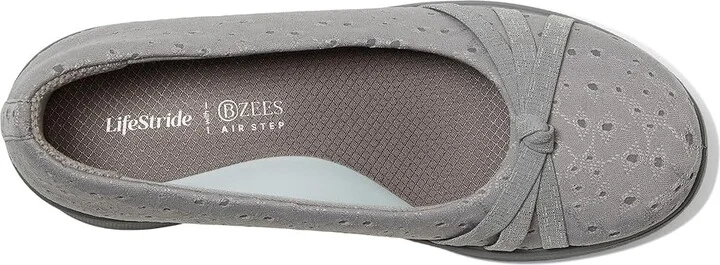 LifeStride Gem 2 Skimmers Women's Flat Shoes Grey Floral Dot Fabric : 7 M (B), Textile - Image 2