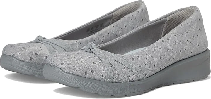 LifeStride Gem 2 Skimmers Women's Flat Shoes Grey Floral Dot Fabric : 7 M (B), Textile