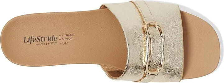 LifeStride Genevieve Women's Sandals Platino Gold Faux Leather : 7.5 M (B), Leather/Rubber - Image 2