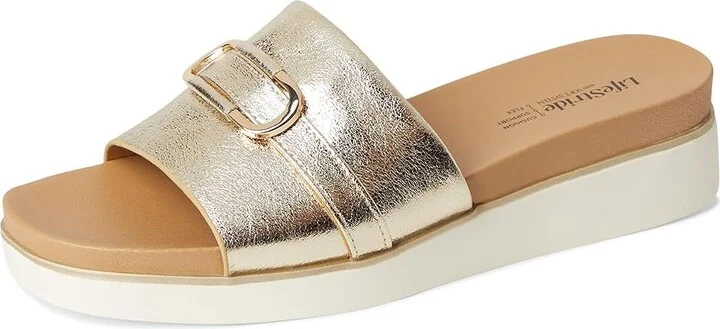LifeStride Genevieve Women's Sandals Platino Gold Faux Leather : 7.5 M (B), Leather/Rubber - Image 5