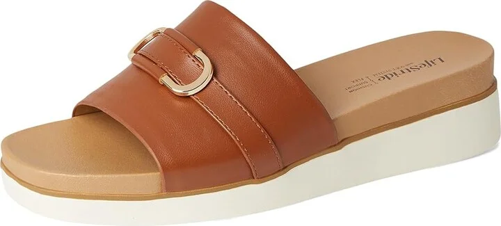 LifeStride Genevieve Women's Sandals Tan Faux Leather : 9 W (C), Leather/Rubber - Image 5