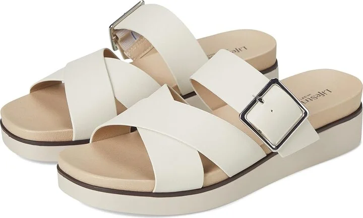 LifeStride Getaway Women's Sandals Bone : 8.5 M (B), Faux Leather