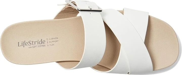 LifeStride Getaway Women's Sandals Bright White : 8 W (C), Faux Leather - Image 2