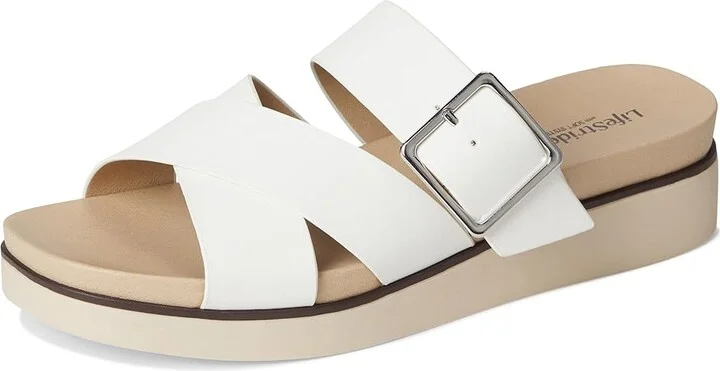LifeStride Getaway Women's Sandals Bright White : 8 W (C), Faux Leather - Image 5