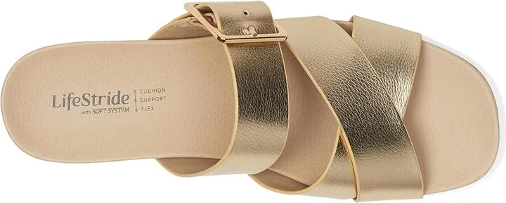 LifeStride Getaway Women's Sandals Gold Faux Leather : 9.5 M (B) - Image 2