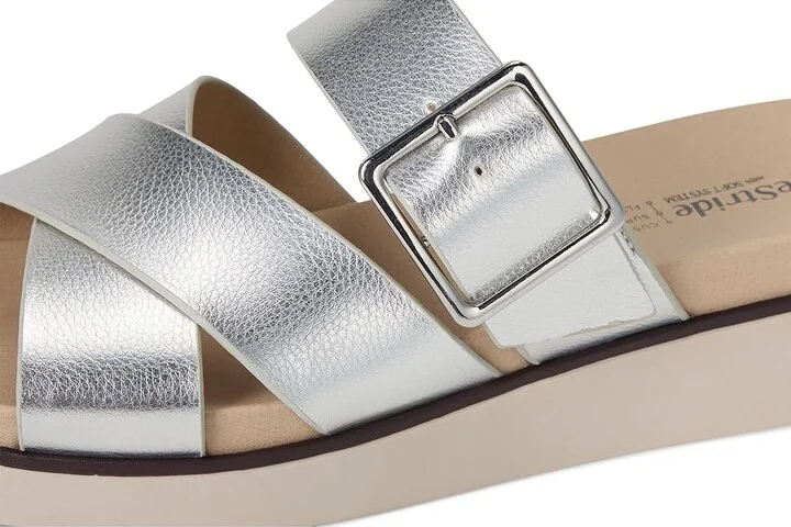 LifeStride Getaway Women's Sandals Silver Metallic : 7.5 M (B), Faux Leather - Image 7