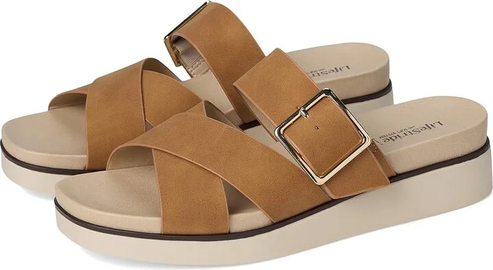 LifeStride Getaway Women's Sandals Tan : 9.5 M (B), Faux Leather